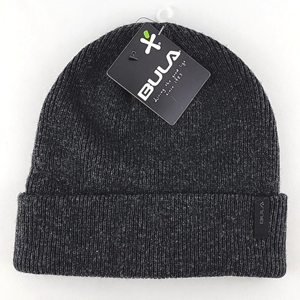 BULA Unisex Beanie Hat Charcoal Merino Wool Blend Double Layer One Size